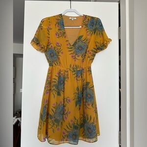 Madewell gold floral mini dress